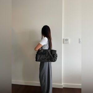 Rare Loewe Anagram Denim Charcoal Navy Blue Tote Authentic